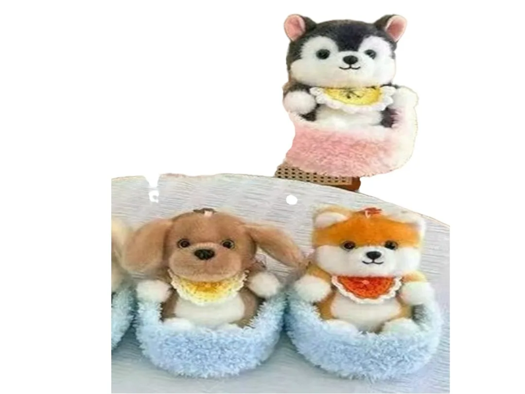Мягкая грушка Собачка в корзиночке