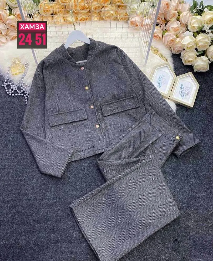 Костюм с брюками из качественного кашемира Бежевый — фото 1