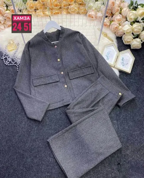 Костюм с брюками из качественного кашемира Бежевый — фото 1