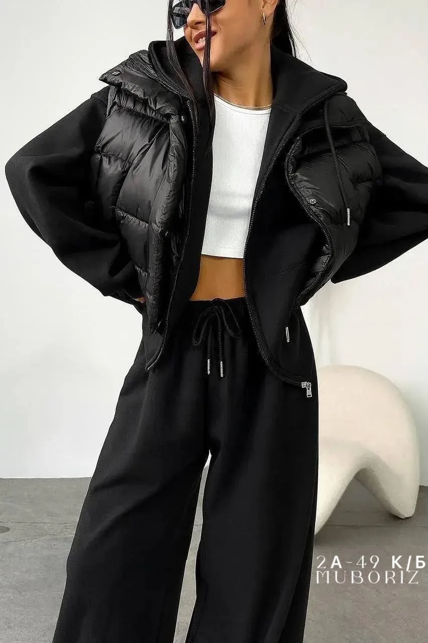Костюм 3-в-1: худи + брюки wide leg + жилетка — фото 5