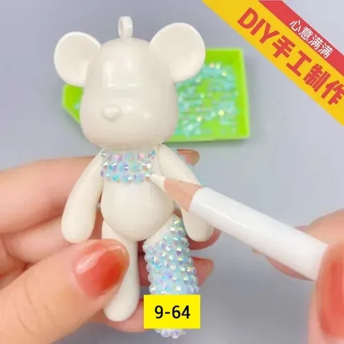 5D DIY Алмазный медведь, набор плюшевых мишек, креативный брелок, подарок ручной работы из хрусталя со стразами, украшен — фото 4