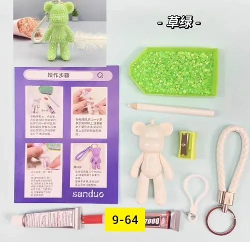 5D DIY Алмазный медведь, набор плюшевых мишек, креативный брелок, подарок ручной работы из хрусталя со стразами, украшен — фото 5