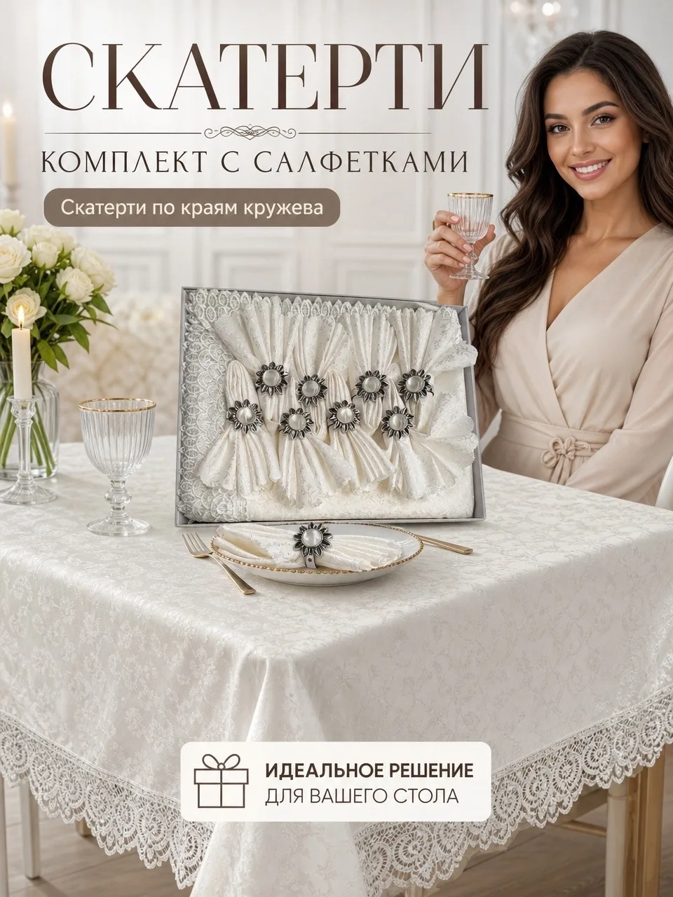 Скатерти 8 салфетка по края скатерти идёт кружево — фото 2