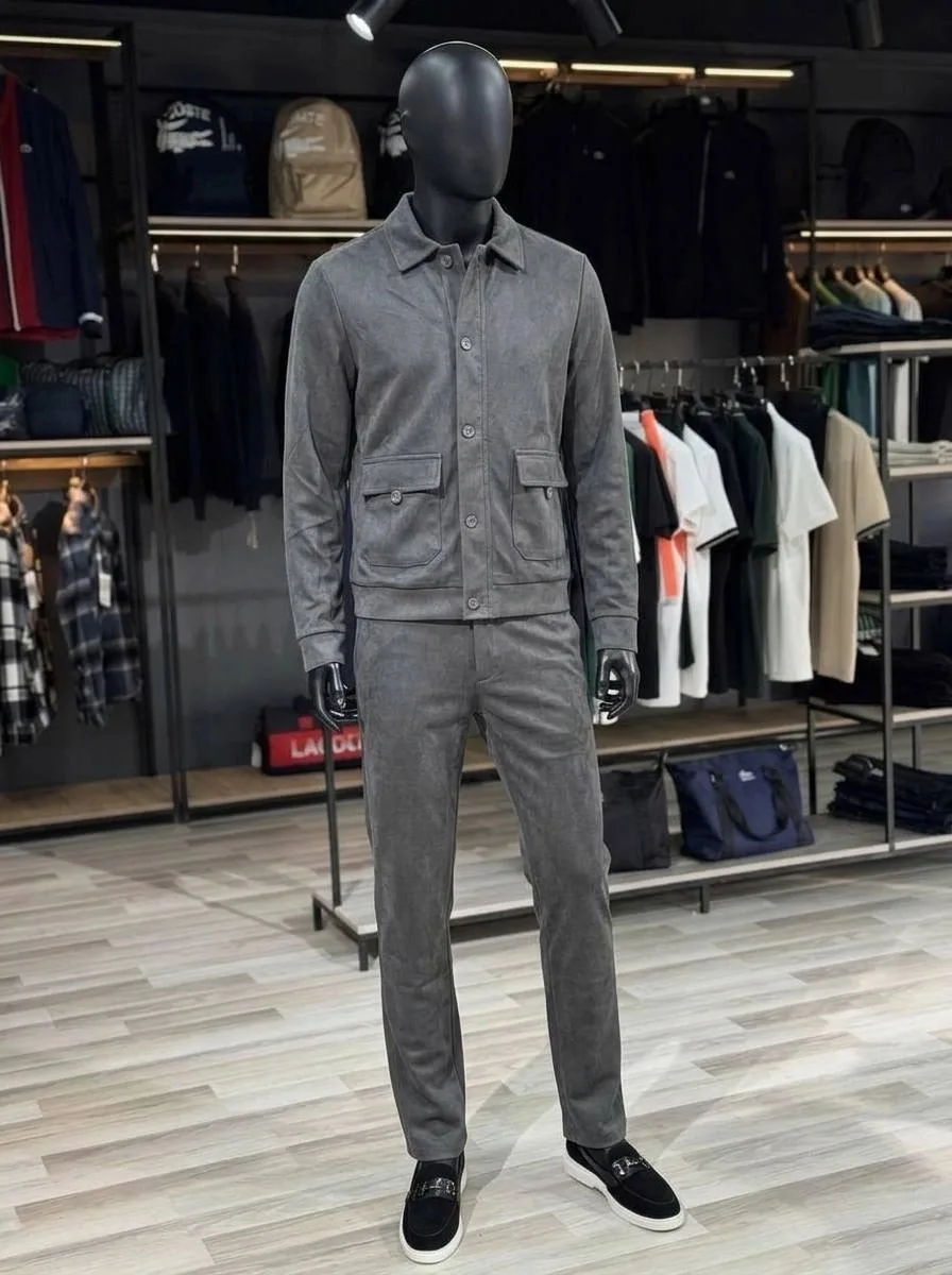 Костюм двойка мужской из замши и микровельвета — фото 6