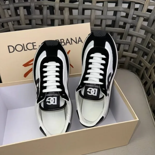 Мужские кроссовки Dolce & Gabbana с контрастным сочетанием светлого текстиля — фото 2