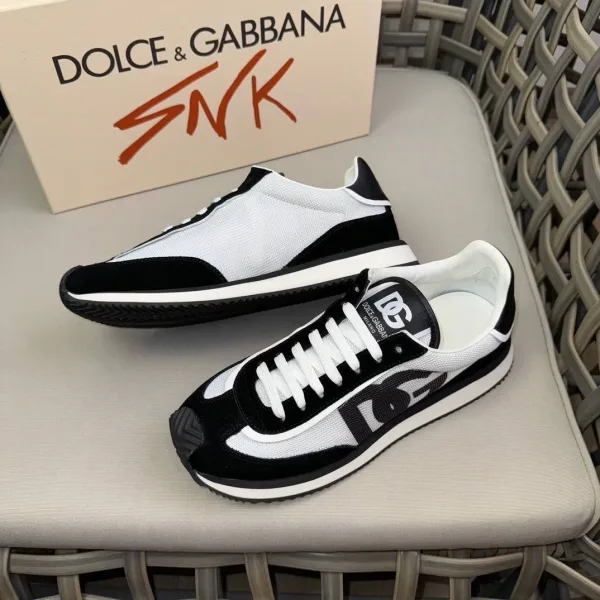 Мужские кроссовки Dolce & Gabbana с контрастным сочетанием светлого текстиля — фото 3