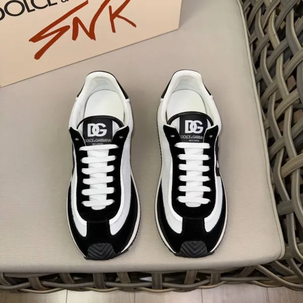 Мужские кроссовки Dolce & Gabbana с контрастным сочетанием светлого текстиля — фото 5