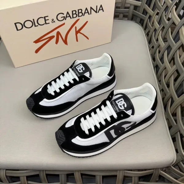 Мужские кроссовки Dolce & Gabbana с контрастным сочетанием светлого текстиля — фото 6
