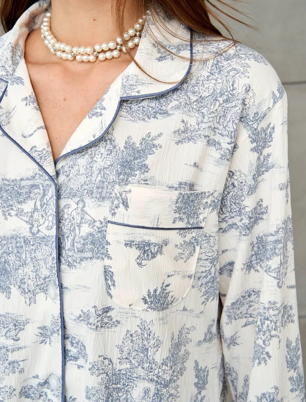 Пижама с штанами и рубашкой домашний комплект — фото 6