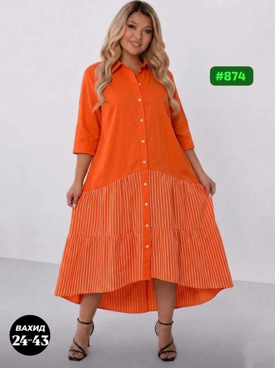 Платье из льна и хлопка — фото 1