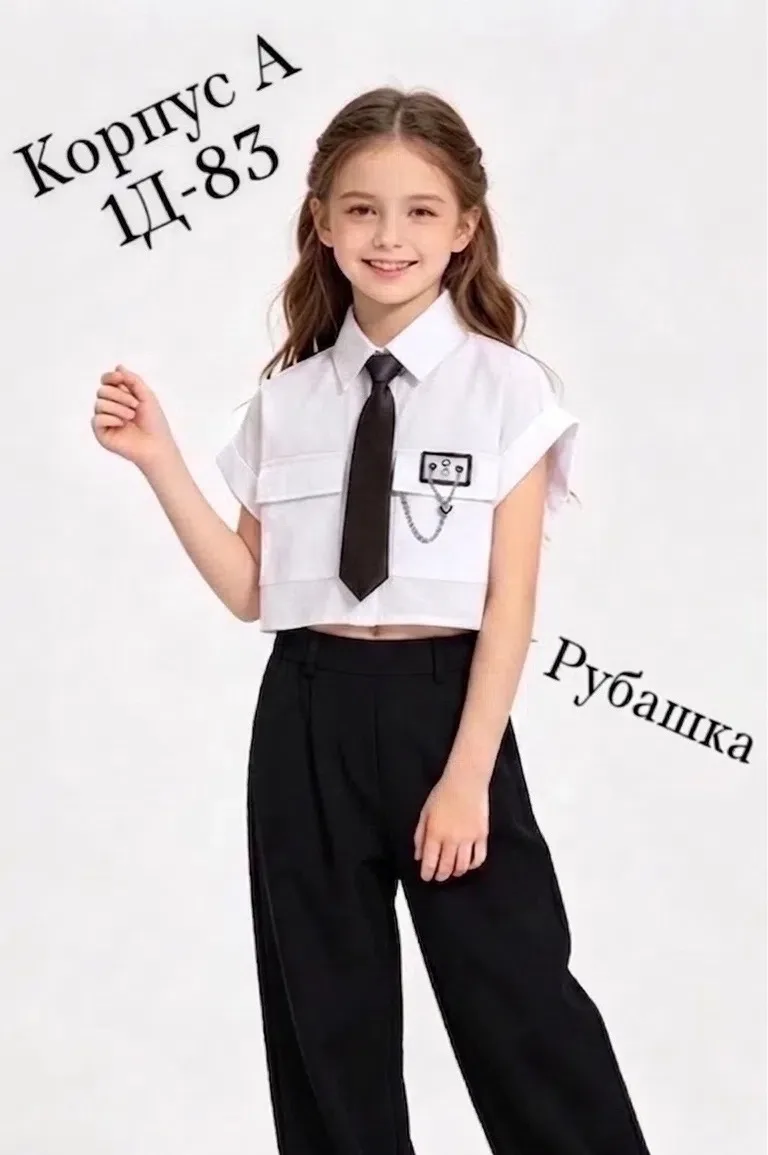 Блузка из натурального хлопка с галстуком, подходит по размеру, упаковка — фото 4