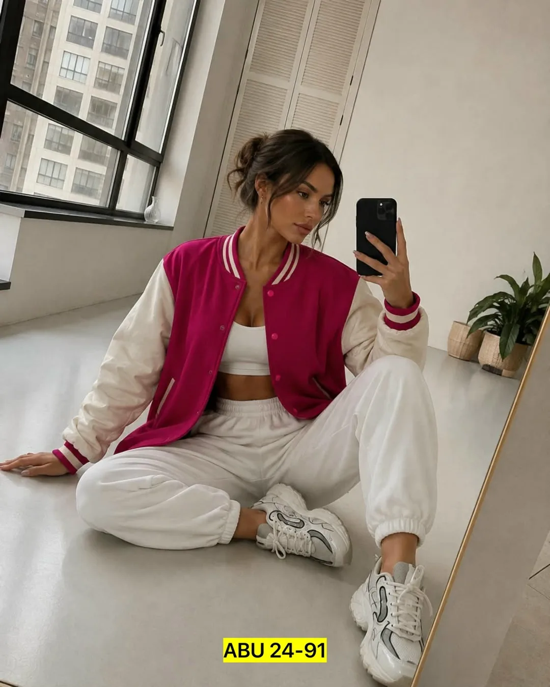 Бомбер из корейской двухнитки с подкладкой, свободный крой oversize, подходит Корейская двухнитка — фото 1