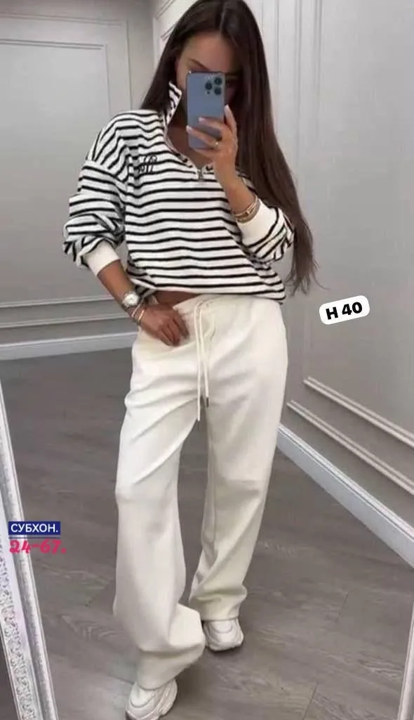 Костюм из ткани лапша (кофта) и двухнитка (штаны) — фото 2