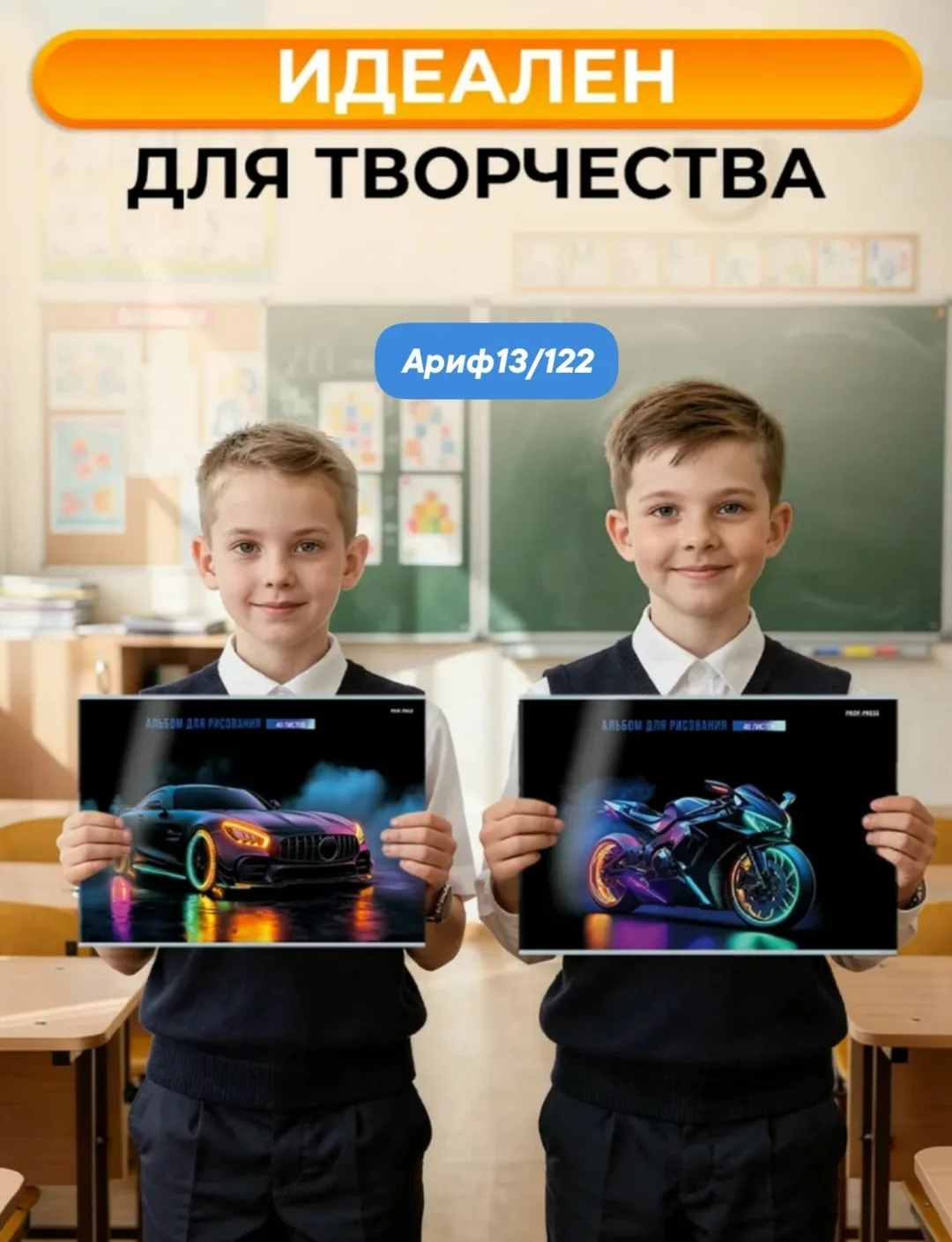 Альбом для рисования с пластиковой обложкой 40 листов — фото 9