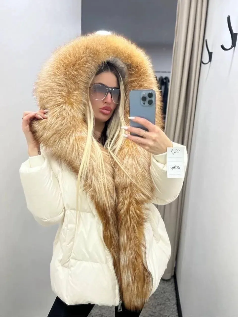 Пуховики люкс с натуральным мехом песца — фото 1
