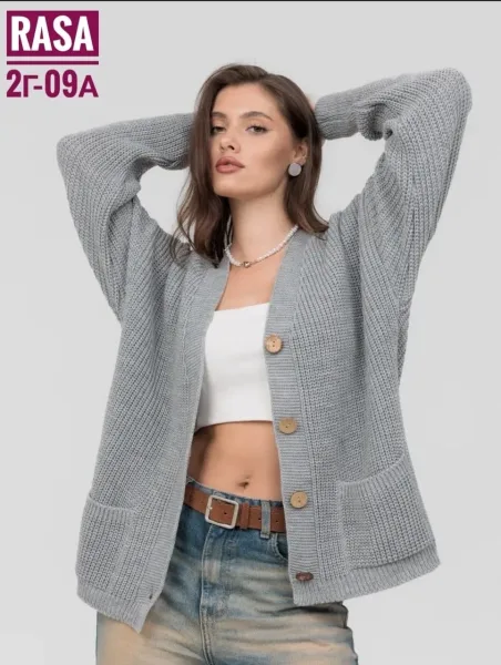 Кардиган из смесового вязаного полотна — шерсть — фото 1