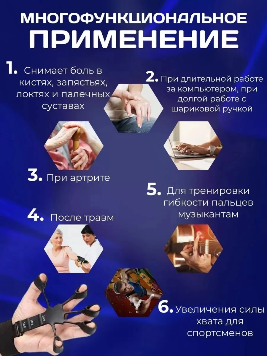 Эспандер для пальцев рук кистевой - тренирует и укрепляет мышцы запястья, предплечья, тренирует гибкость пальцев, мелкую — фото 3