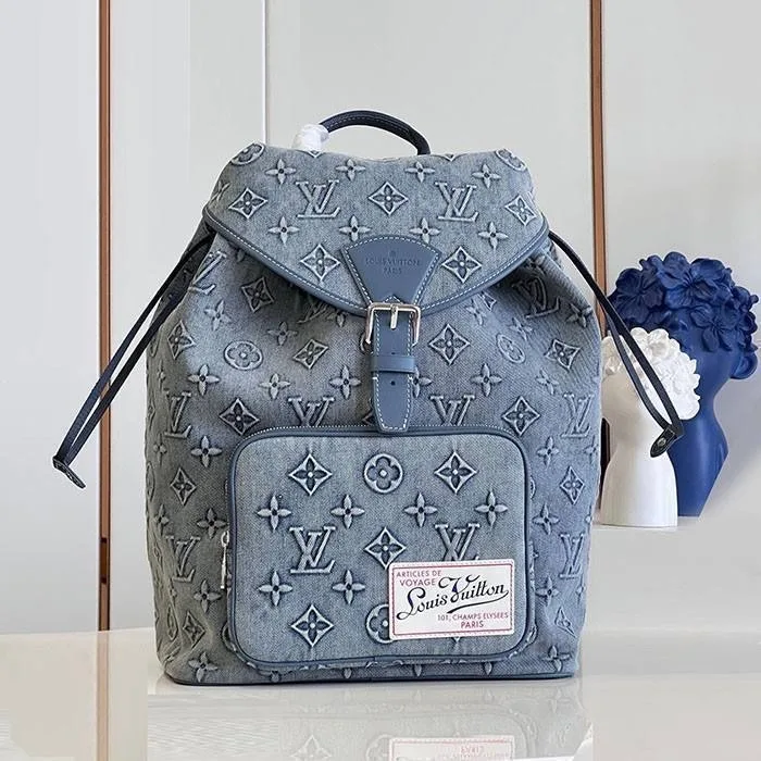 LV Рюкзак Джинсовый + Кожа Натуральная ЛЮКС — фото 1