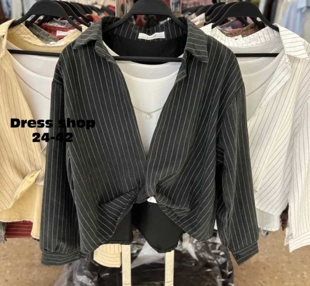 Рубашка+майка+цепочка, Фабричная Корея Голубой — фото 7