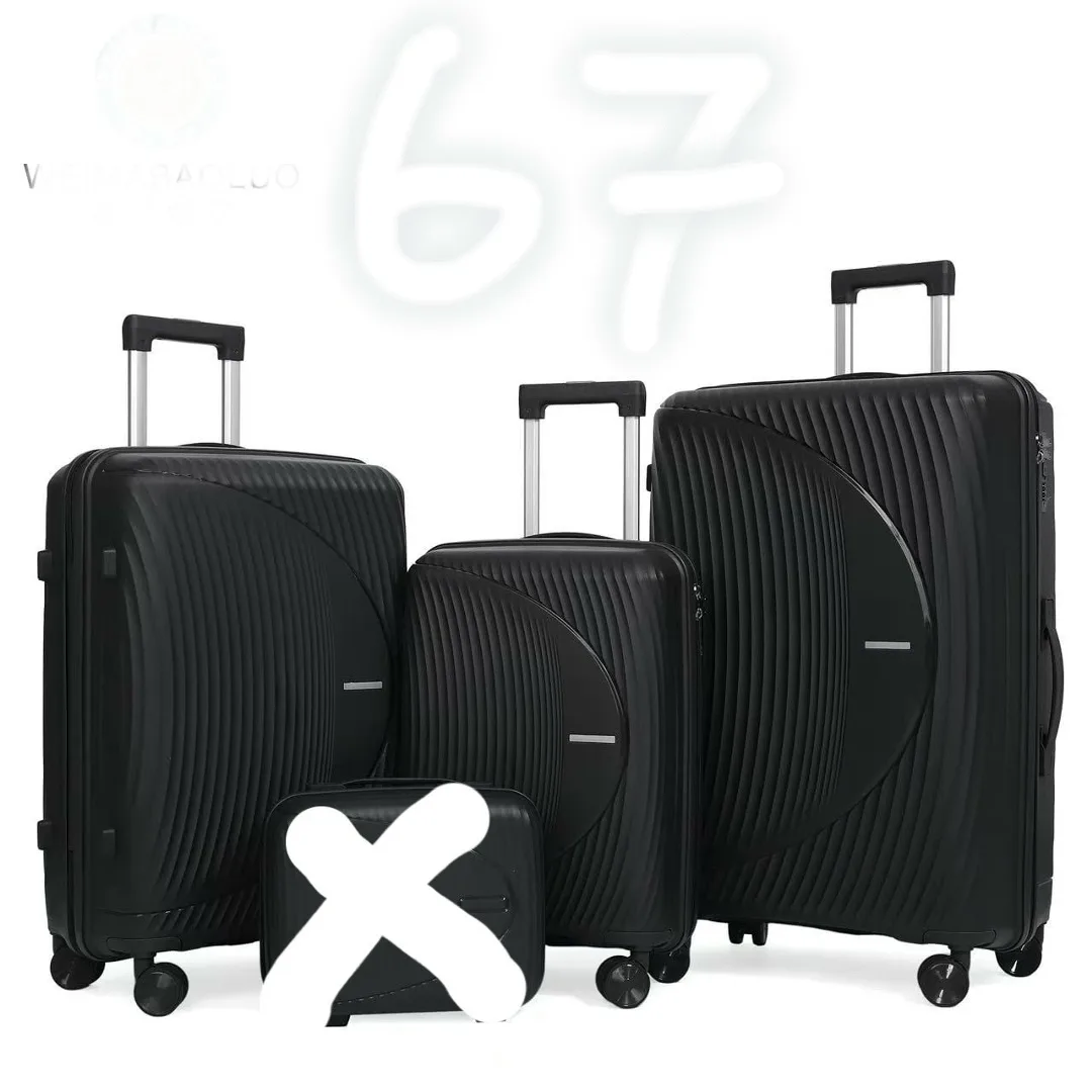 Чемодан из прочного полипропилена с четырьмя двойными колесами, выдвижной ручкой — фото 8
