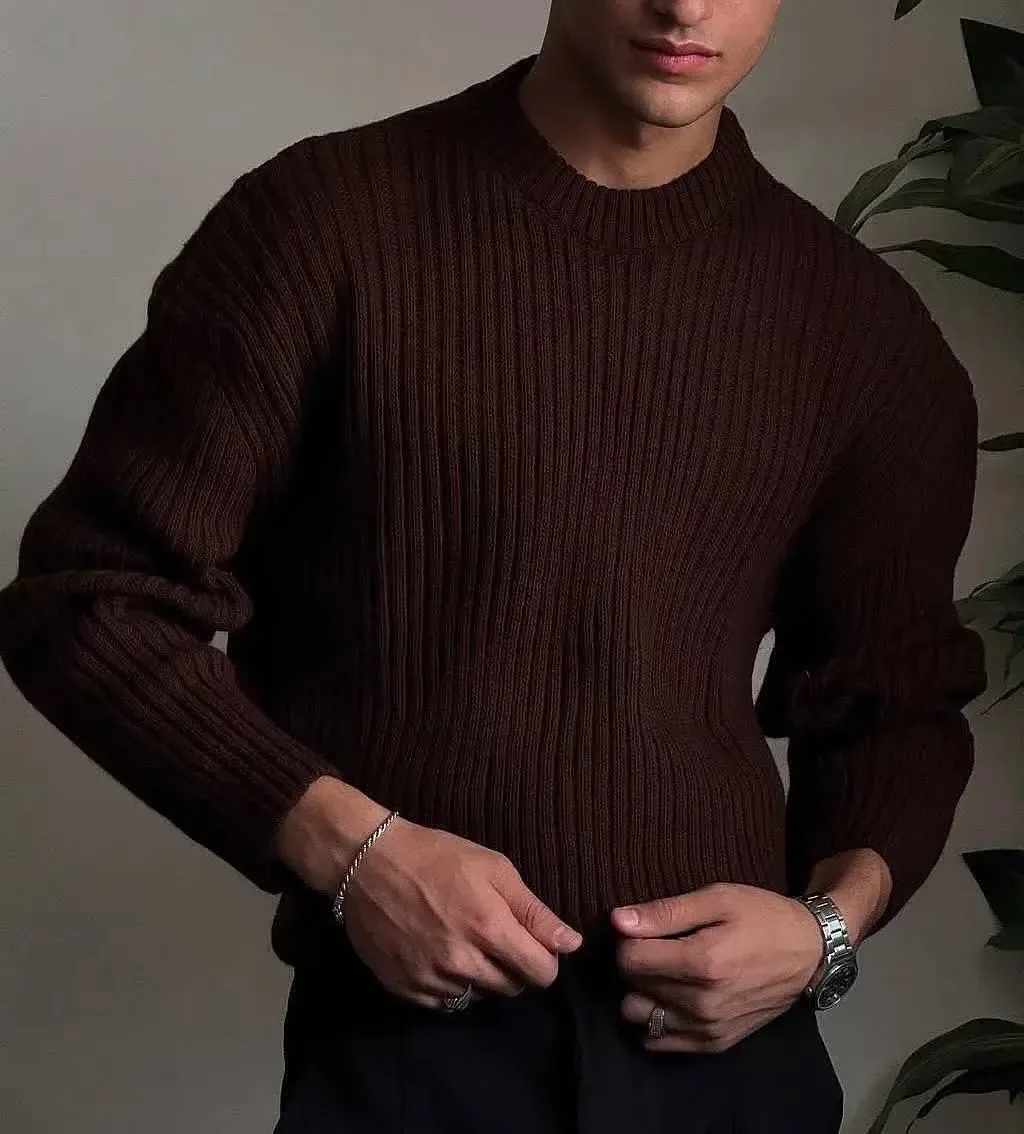 Свитер мужской с вертикальной вязкой — фото 3