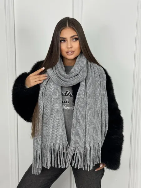 Шарф палантин женский, кролик, зима — фото 296