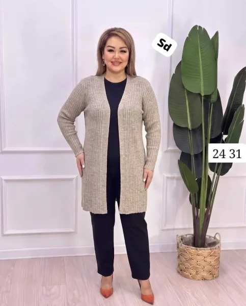 Кардиган вязаный из шерсти 70 и акрила — фото 4