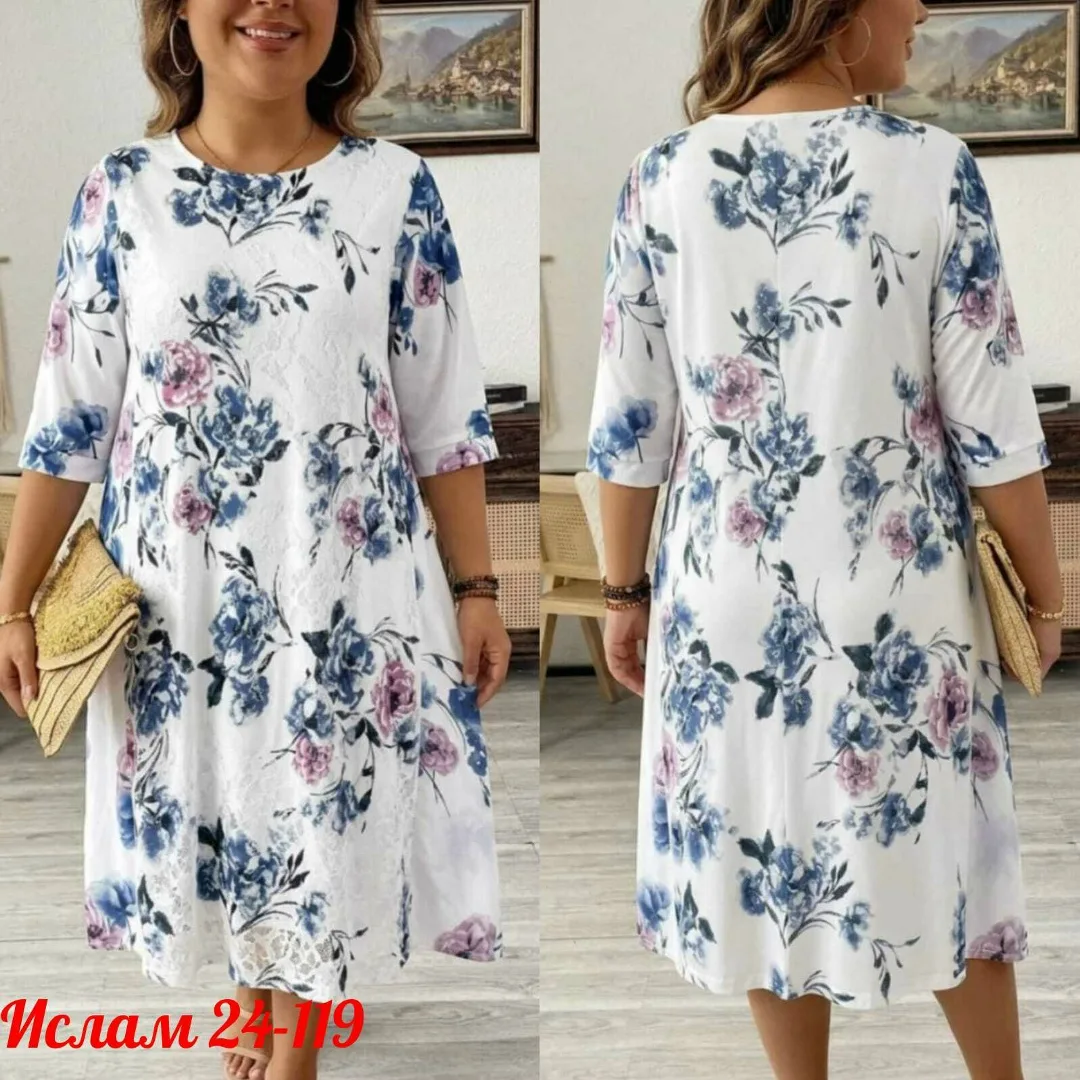 Платье из штапеля с элементами гипюра — фото 3