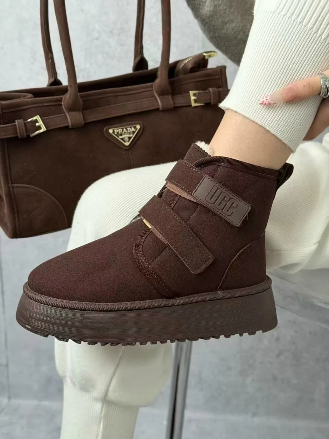 Угги женские UGG ПЛАТФОРМЕ НА ЗИМУ, сетка — фото 4