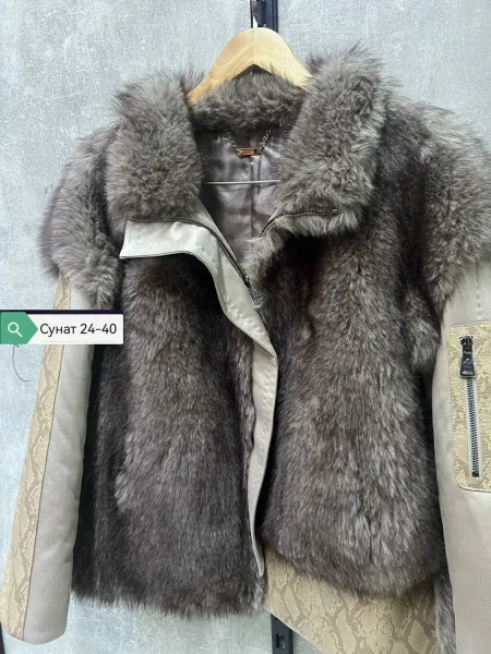 Куртка из натурального меха норки с графитовым оттенком — фото 6
