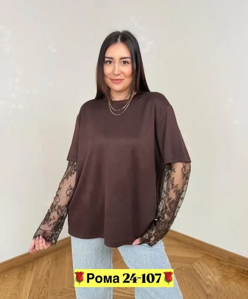 Кофта из трикотажа с элементами гипюра — фото 3