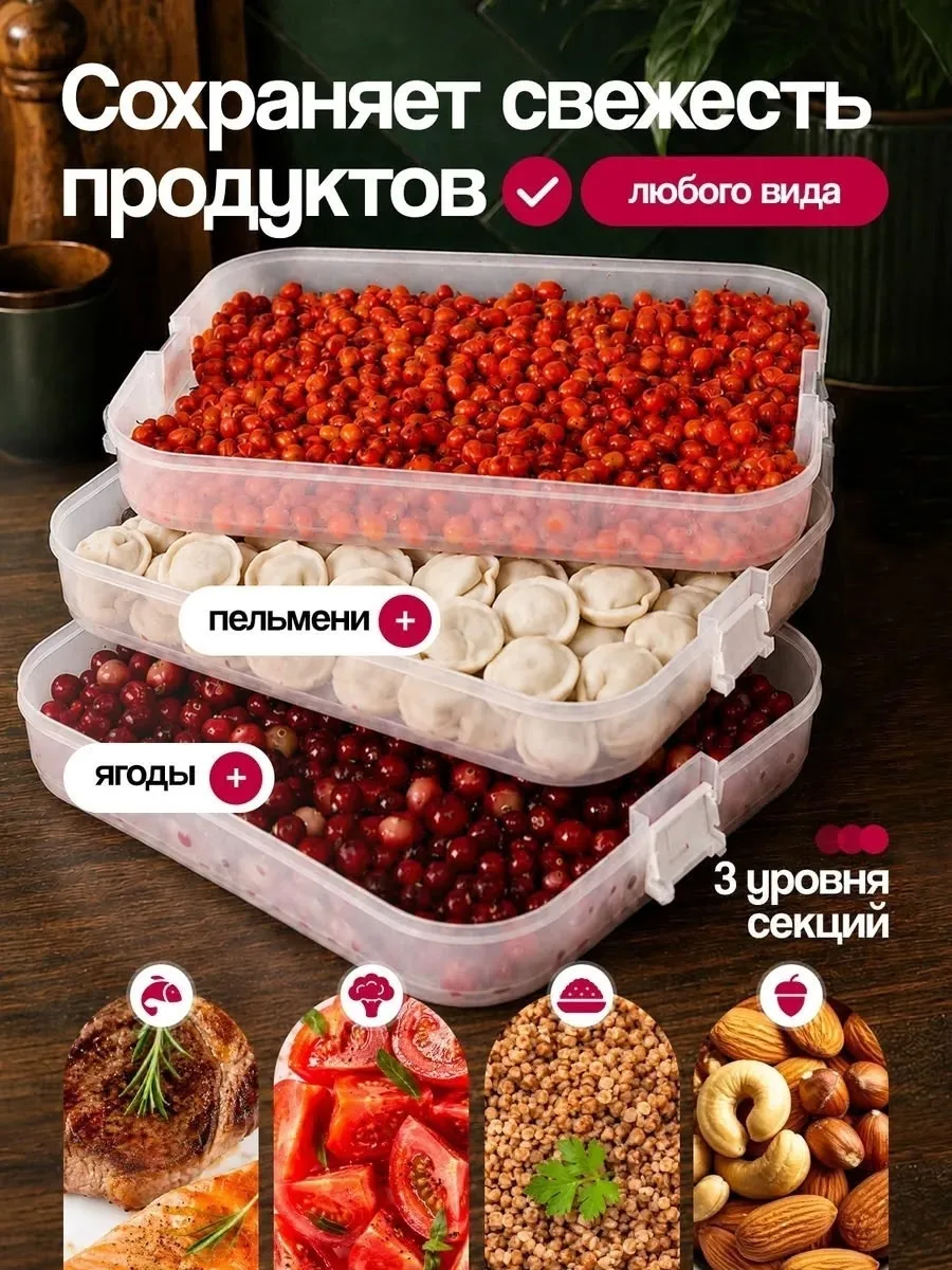 Перчатки Контейнер для хранения с таймером (3 секции) — фото 6
