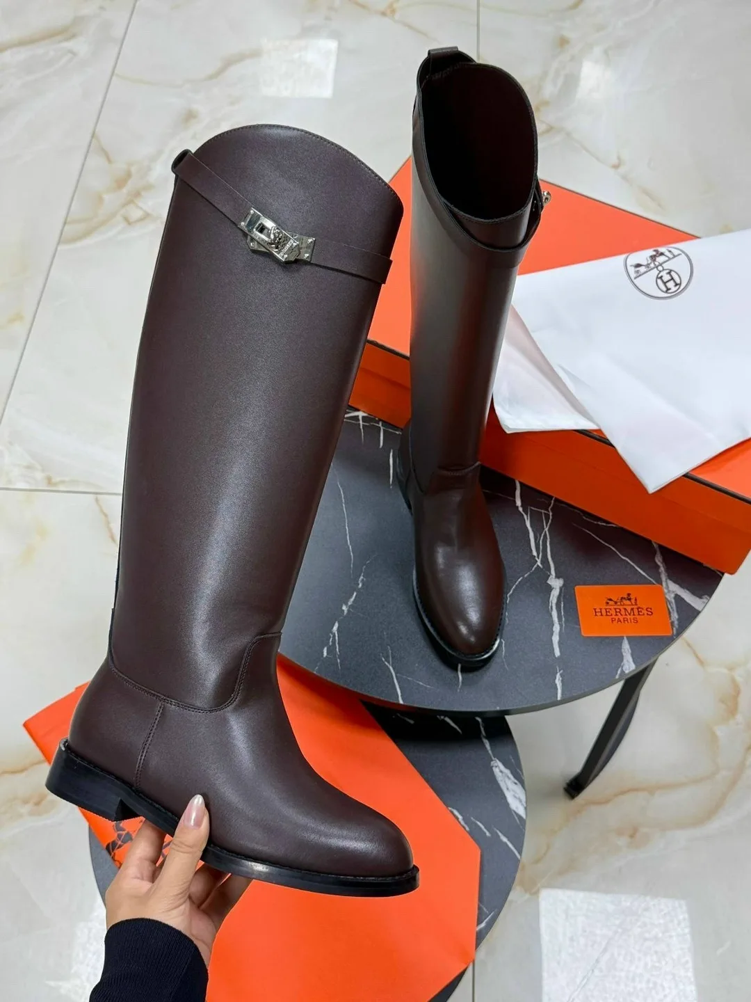 Сапоги HERMES, кожа — фото 1