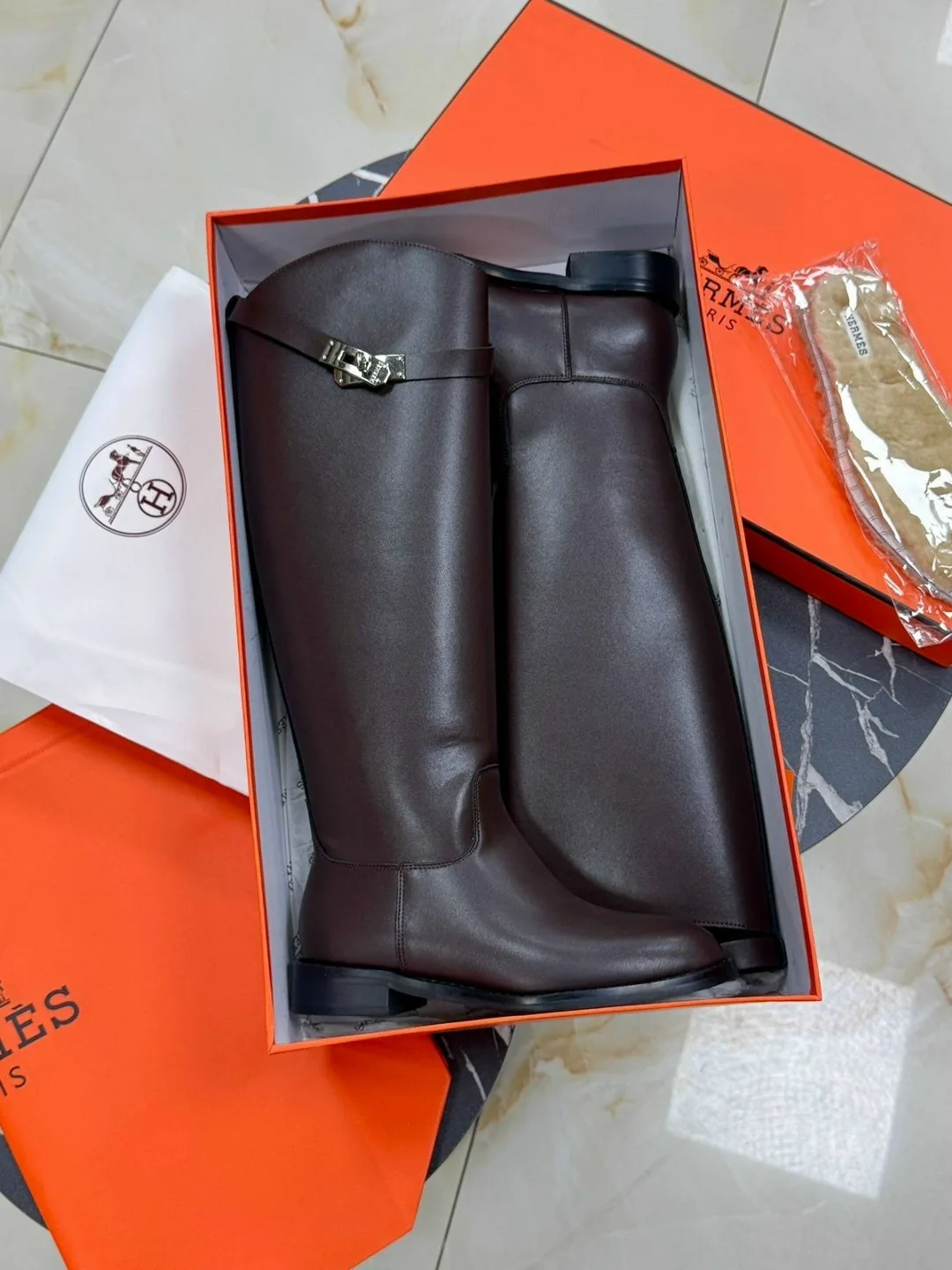 Сапоги HERMES, кожа — фото 2