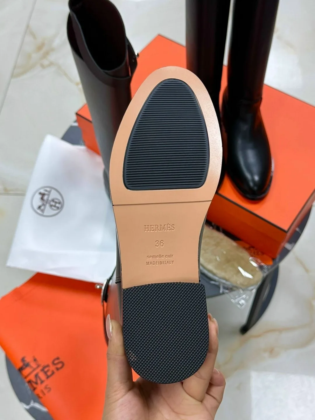 Сапоги HERMES, кожа — фото 7