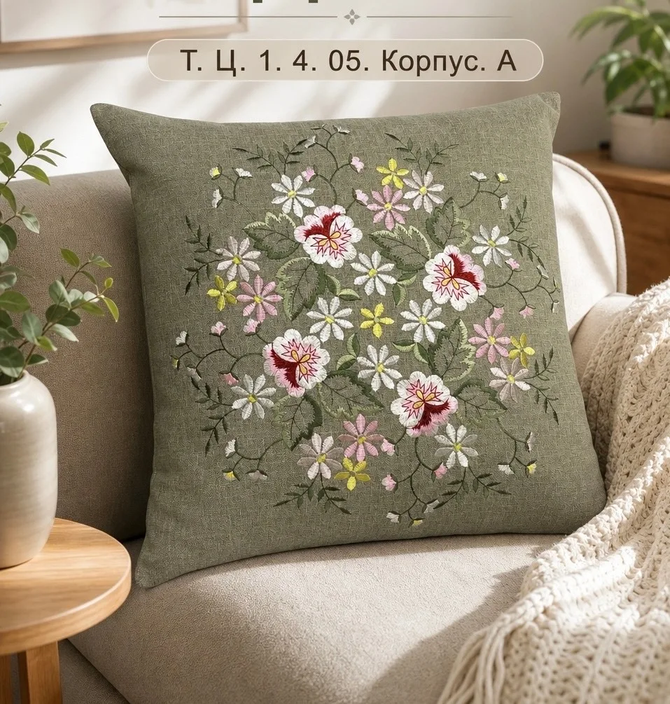 Наволочки на подушке полу-лён с красивым вышивкой — фото 3