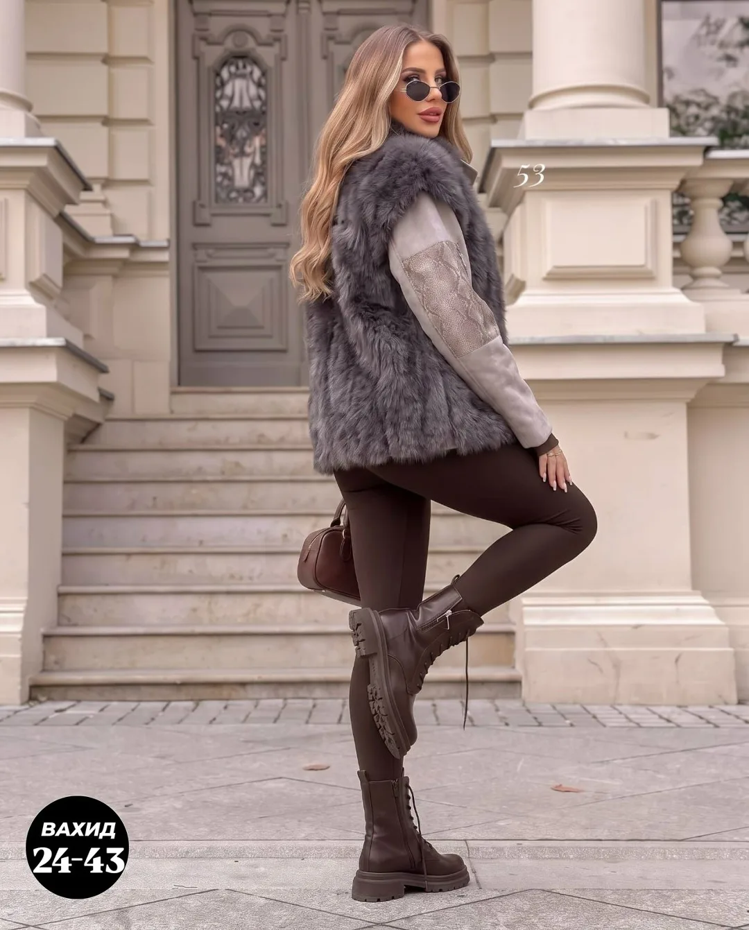 Куртка из натурального меха норки с графитовым оттенком — фото 1