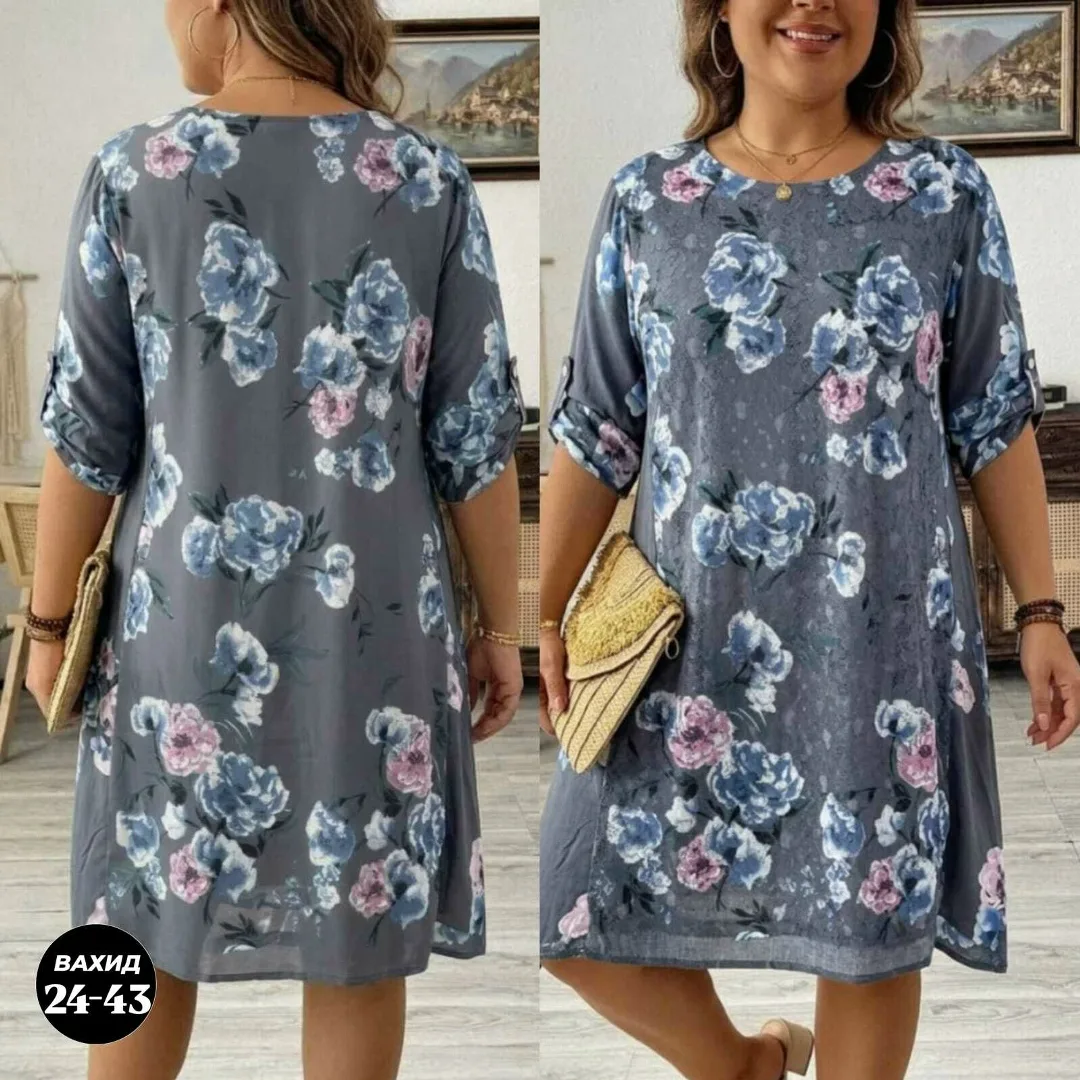 Платье из ткани штапель с элементами гипюра — фото 1