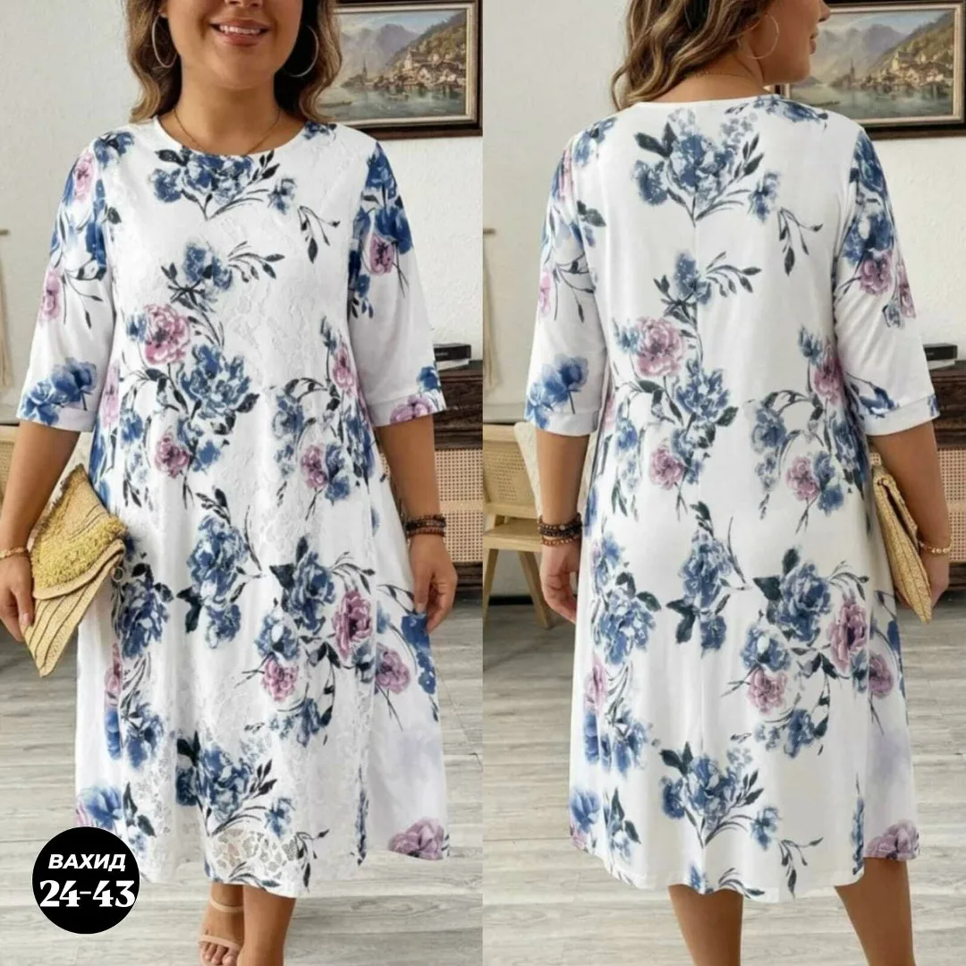 Платье из ткани штапель с элементами гипюра — фото 3