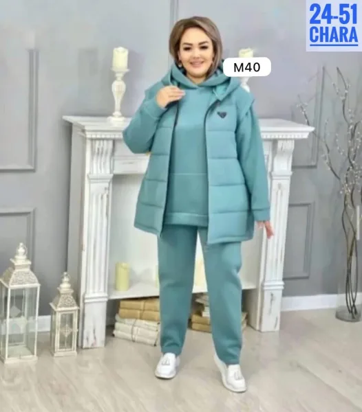 Костюм тройка из тёплого флиса с начесом, подходит по размеру — фото 1