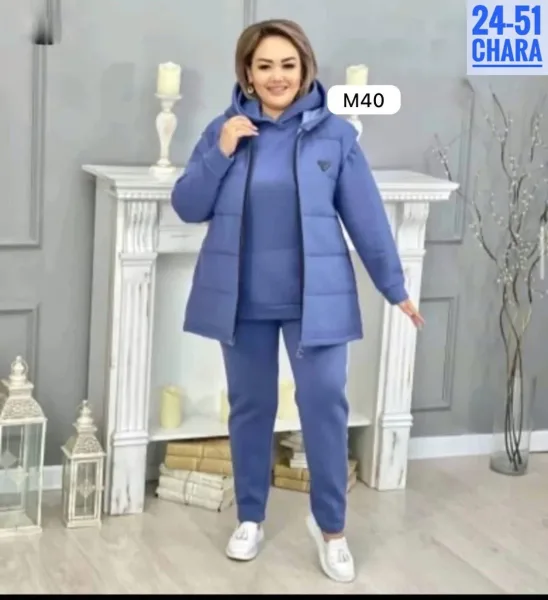 Костюм тройка из тёплого флиса с начесом, подходит по размеру — фото 3