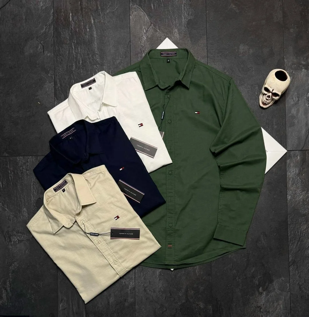 Рубашка Tommy Hilfiger cotton лён — фото 5