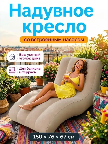 Кресло мешок надувной, замша — фото 9