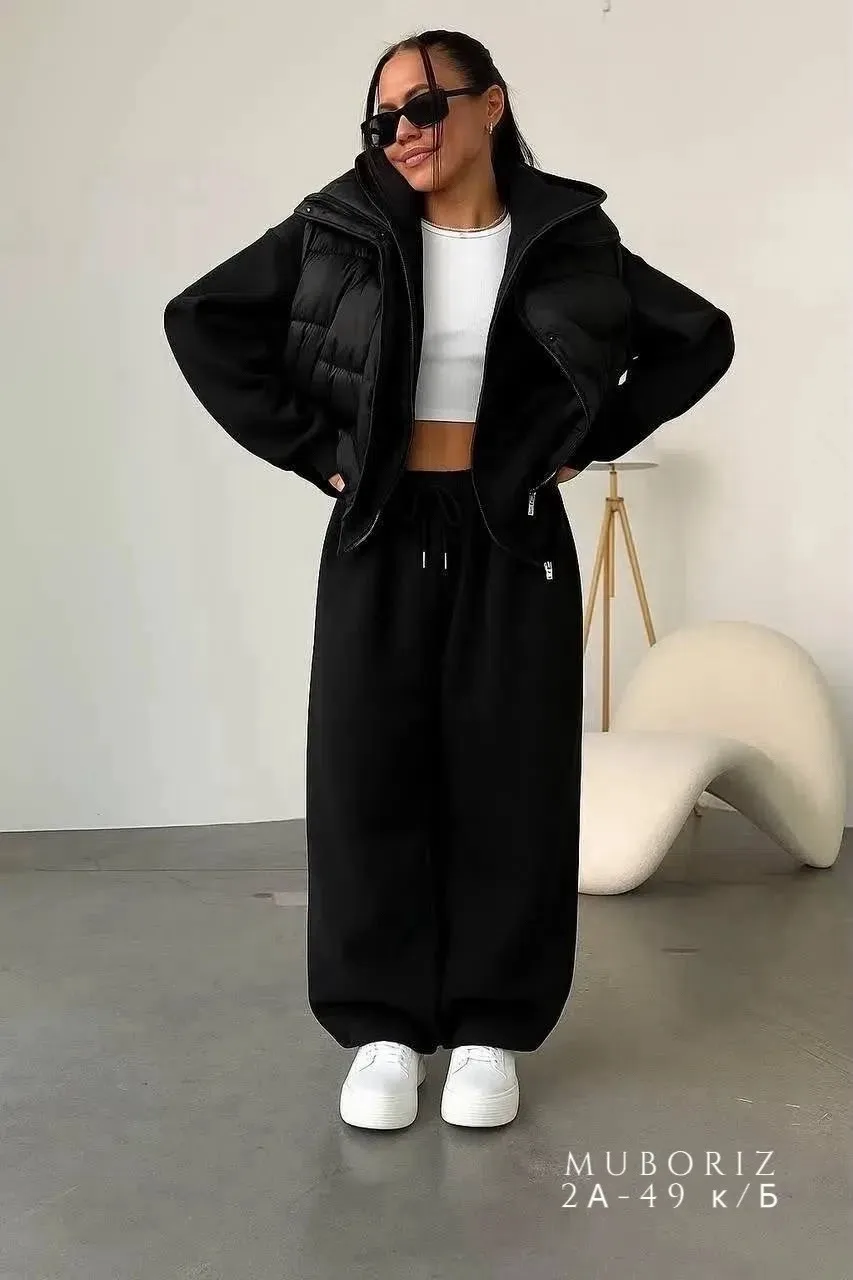 Костюм 3-в-1: худи + брюки wide leg + жилетка — фото 6