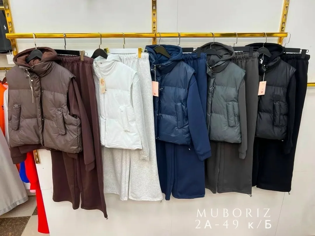 Костюм 3-в-1: худи + брюки wide leg + жилетка — фото 9