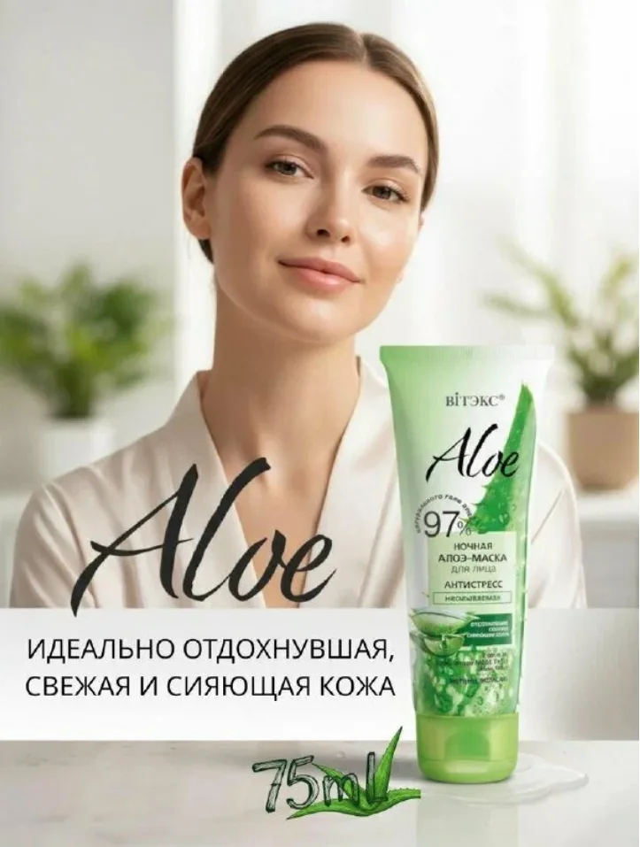Маска для лица ALOE 97 ночная антистресс несмываемая — фото 4