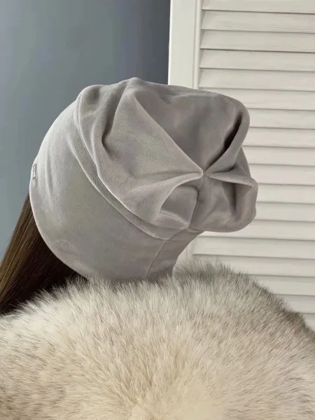 Шапка, велюр без подкладки/, на осень зиму и весну — фото 48