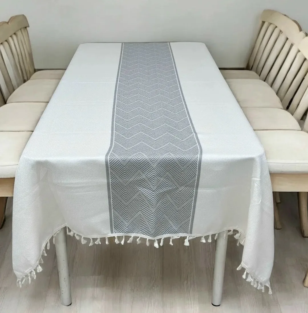 Скатерть лён с кисточки качество очень хорошее с добавкой с полеэстер стирается хорошо в подарочной сумке — фото 6