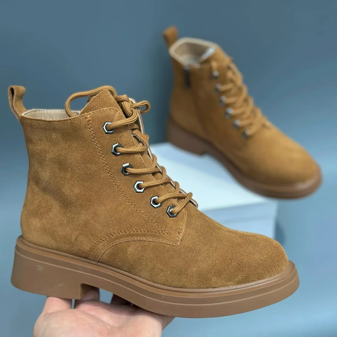 Меховые ботинки из натуральной замши — фото 1