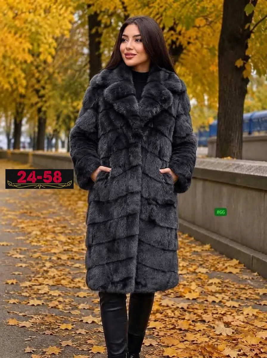 Шуба из искусственного меха с эффектом норки — фото 2